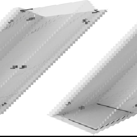 Mexen Lunar L Duo Left Hinged Shower Enclosure 110 x 100 cm, Transparent, Brushed Gun Gray - 834L-110L-100P-66-00