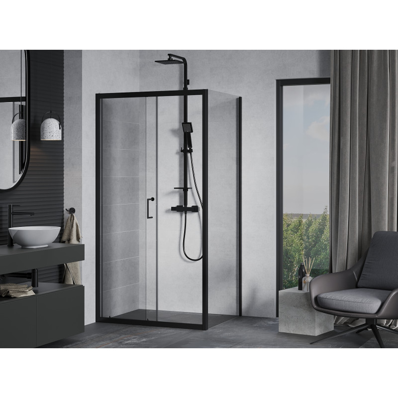 Mexen Apia sliding shower cabin 120 x 90 cm, transparent, black - 840-120-090-70-00