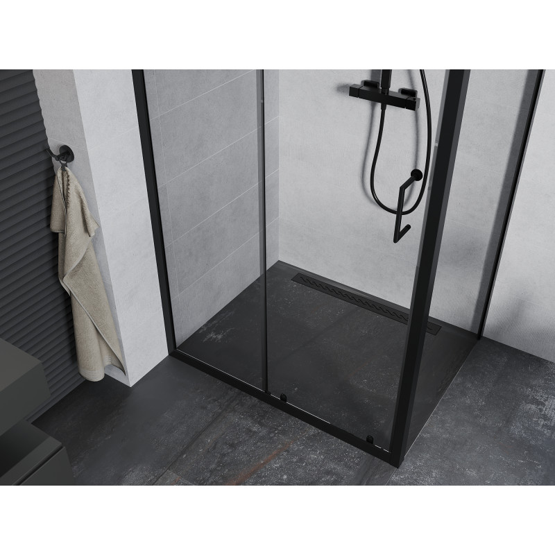 Mexen Apia sliding shower cabin 125 x 80 cm, transparent, black - 840-125-080-70-00