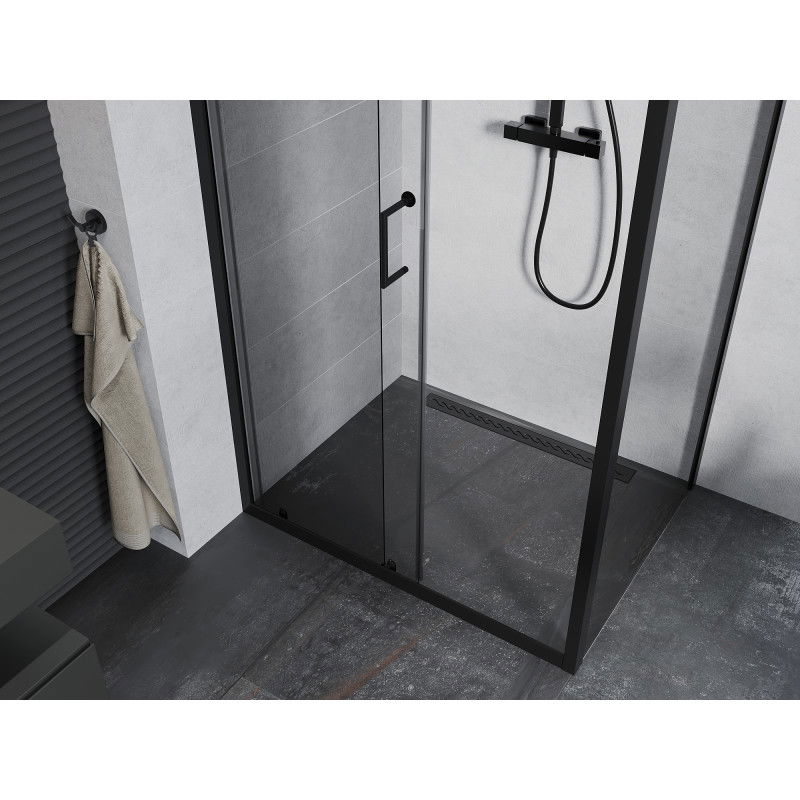 Mexen Apia sliding shower cabin 130 x 90 cm, transparent, black - 840-130-090-70-00