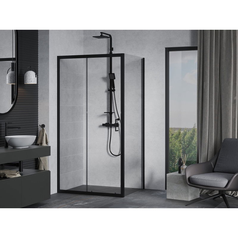Mexen Apia sliding shower cabin 130 x 100 cm, transparent, black - 840-130-100-70-00