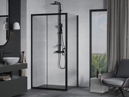 Mexen Apia sliding shower cabin 140 x 80 cm, transparent, black - 840-140-080-70-00