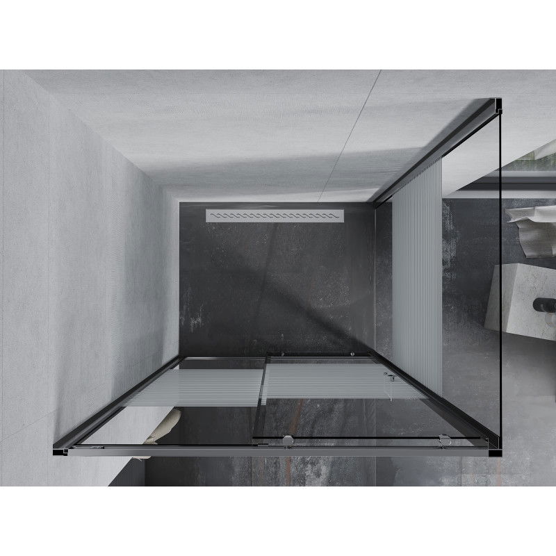 Mexen Apia sliding shower cabin 95 x 70 cm, white stripes, chrome - 840-095-070-01-20