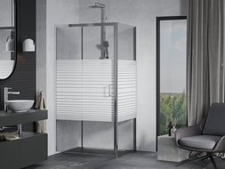 Mexen Apia sliding shower cabin 95 x 80 cm, white stripes, chrome - 840-095-080-01-20