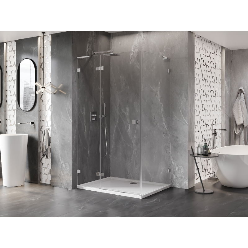 Mexen Lunar L Hinged Shower Enclosure Left 90 x 80 cm, Transparent, Chrome - 834L-090-080-01-00-L