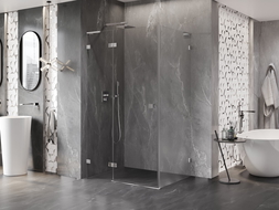 Mexen Lunar L Hinged Shower Enclosure Left 90 x 80 cm, Transparent, Chrome - 834L-090-080-01-00-L