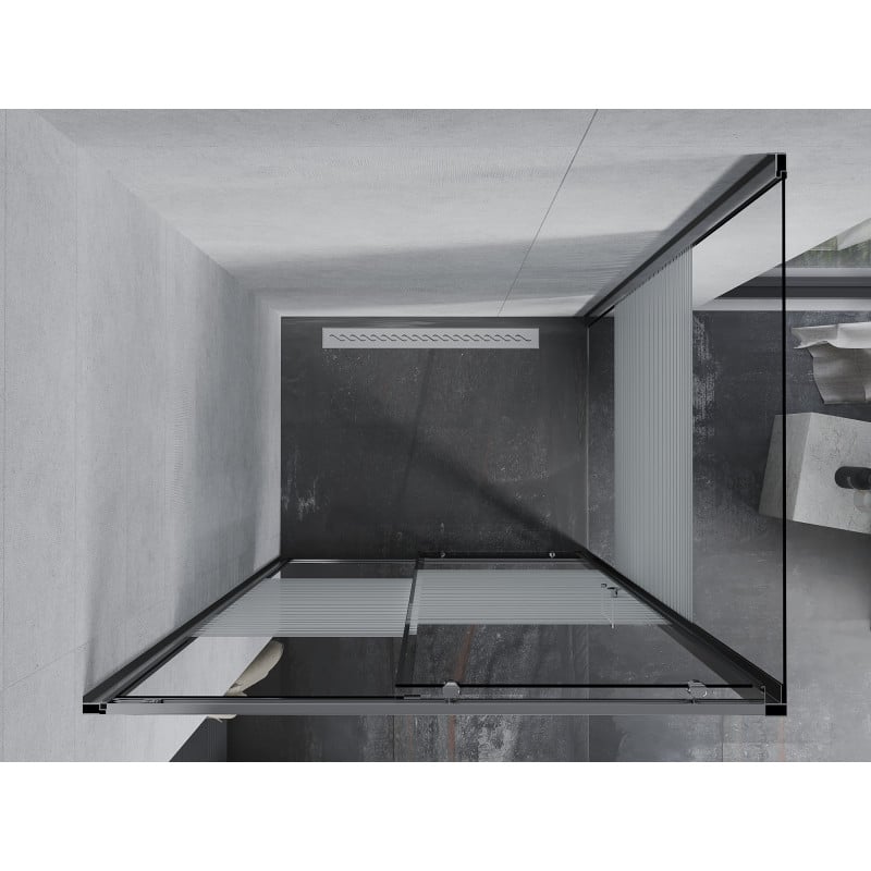 Mexen Apia 100 x 70 cm sliding shower cabin, white stripes, chrome - 840-100-070-01-20