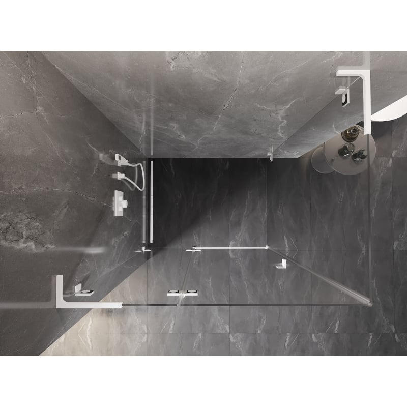 Mexen Lunar L left-hinged shower enclosure 85 x 70 cm, transparent, white - 834L-085-070-20-00-L