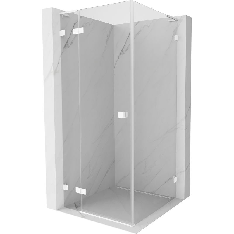 Mexen Lunar L left hinged shower enclosure 80 x 80 cm, transparent, white - 834L-080-080-20-00-L