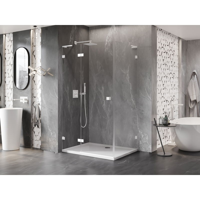 Mexen Lunar L left-handed swing shower cabin 95 x 80 cm, transparent, white - 834L-095-080-20-00-L