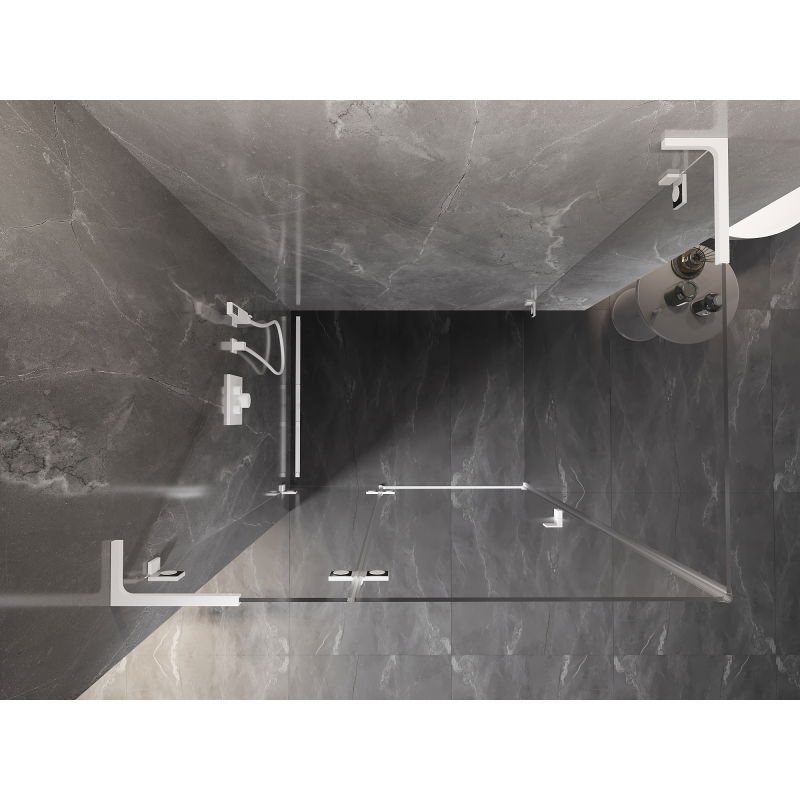 Mexen Lunar L left hinged shower enclosure 100 x 90 cm, transparent, white - 834L-100-090-20-00-L