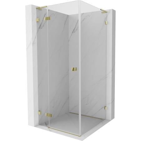 Mexen Lunar L left pivot shower enclosure 70 x 70 cm, transparent, gold - 834L-070-070-50-00-L