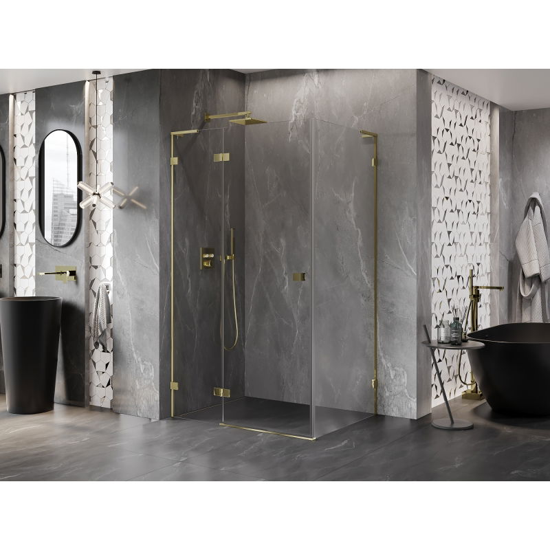 Mexen Lunar L Swing Shower Enclosure Left 85 x 70 cm, Transparent, Gold - 834L-085-070-50-00-L