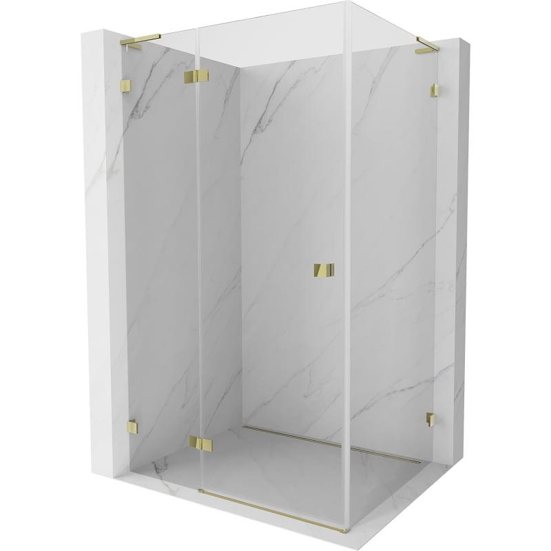 Mexen Lunar L Shower Enclosure Hinged Left 85 x 80 cm, Transparent, Gold - 834L-085-080-50-00-L