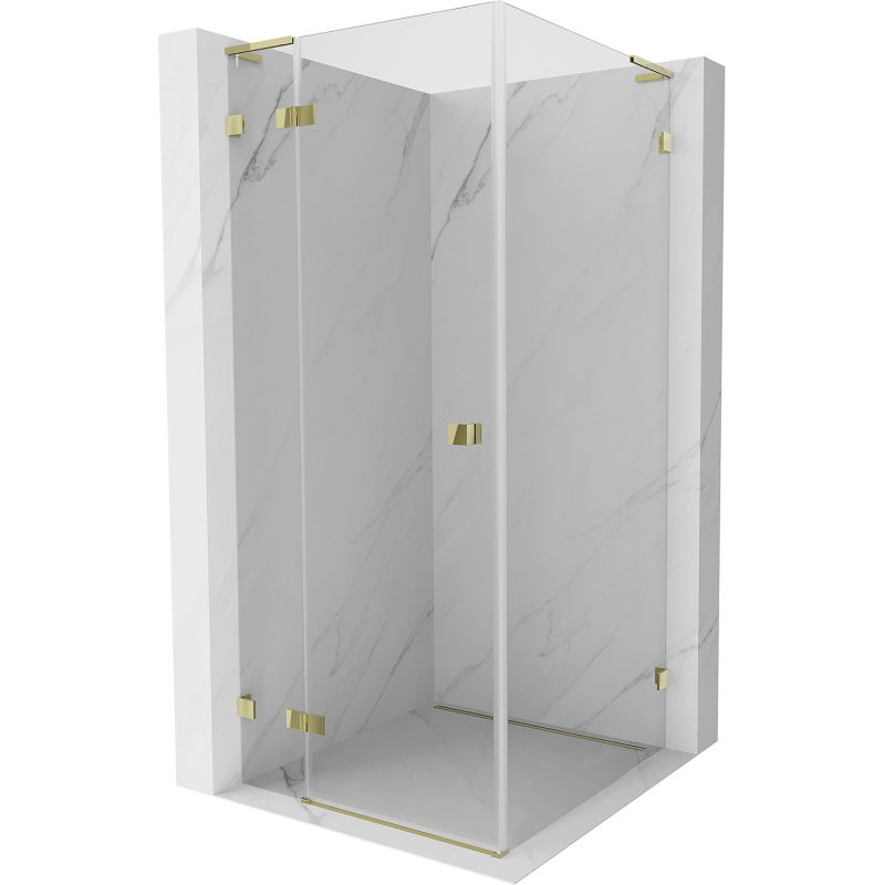 Mexen Lunar L Left-Hand Hinged Shower Cabin 100 x 100 cm, Transparent, Gold - 834L-100-100-50-00-L