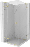 Mexen Lunar L Left Side Swing Shower Enclosure 70 x 70 cm, Transparent, Brushed Gold - 834L-070-070-55-00-L