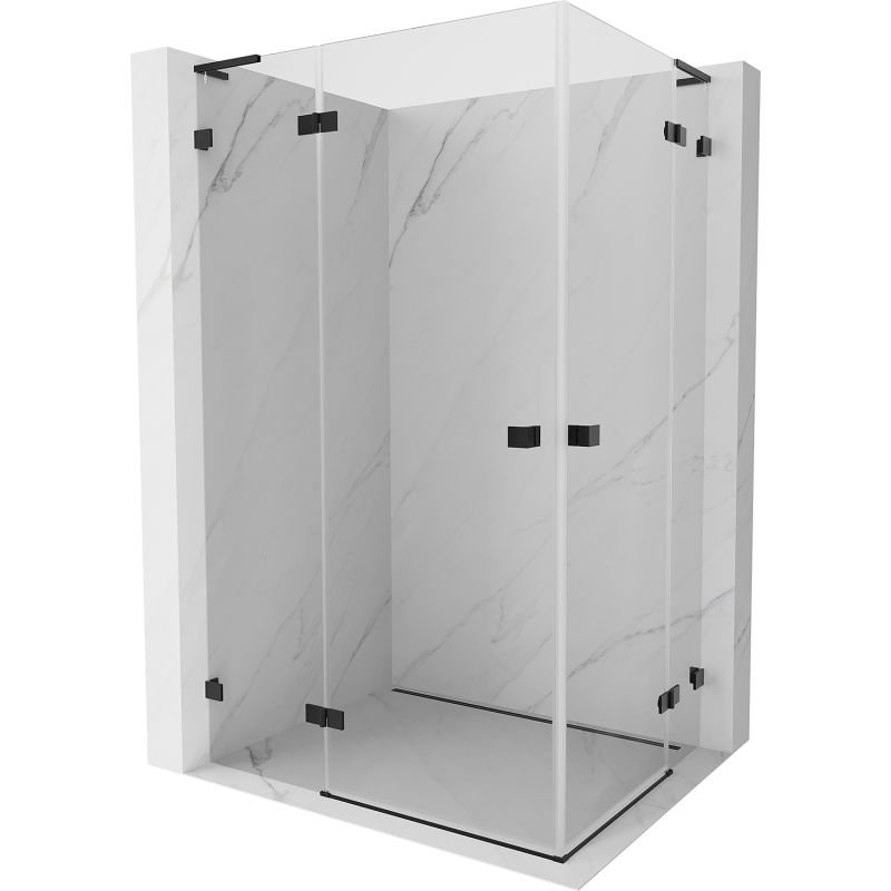 Mexen Lunar L Duo Hinged Shower Enclosure 90 x 85 cm, Transparent, Black - 834L-090L-085P-70-00