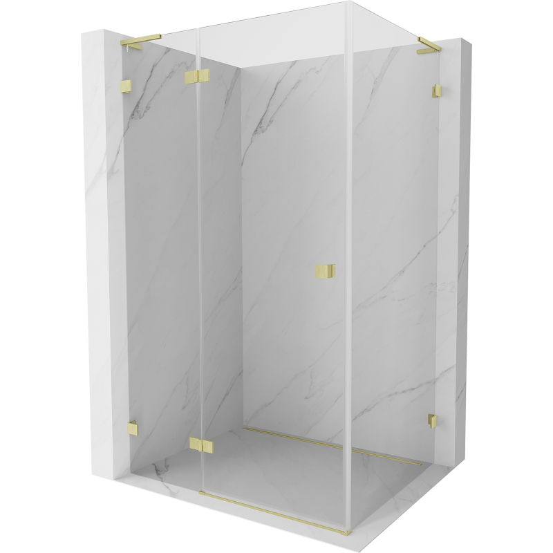 Mexen Lunar L Left-Swinging Shower Cabin 80 x 70 cm, Transparent, Brushed Gold - 834L-080-070-55-00-L