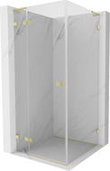 Mexen Lunar L shower enclosure left tilt 100 x 100 cm, transparent, brushed gold - 834L-100-100-55-00-L