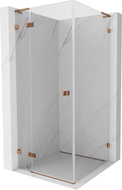 Mexen Lunar L Left Hinged Shower Enclosure 70 x 70 cm, Transparent, Rose Gold - 834L-070-070-60-00-L