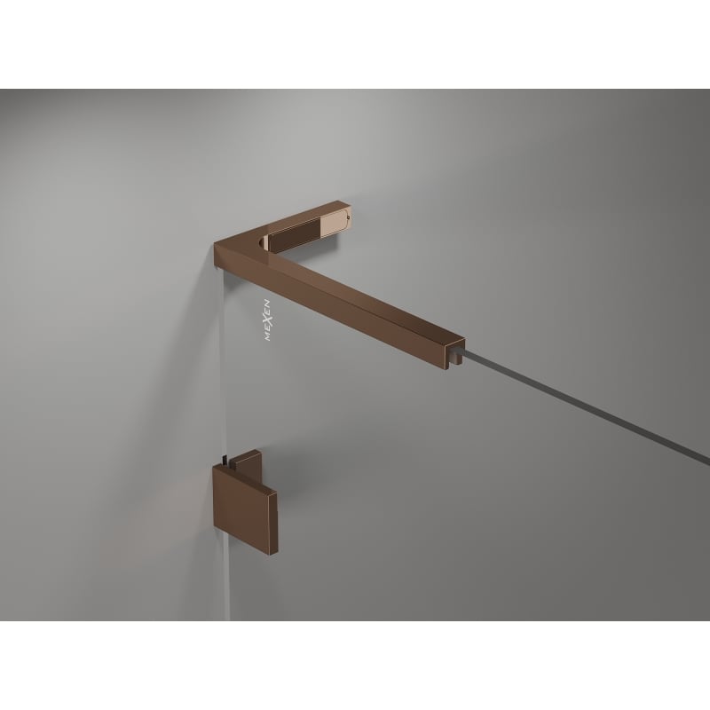 Mexen Lunar L Left Hinged Shower Enclosure 70 x 70 cm, Transparent, Rose Gold - 834L-070-070-60-00-L