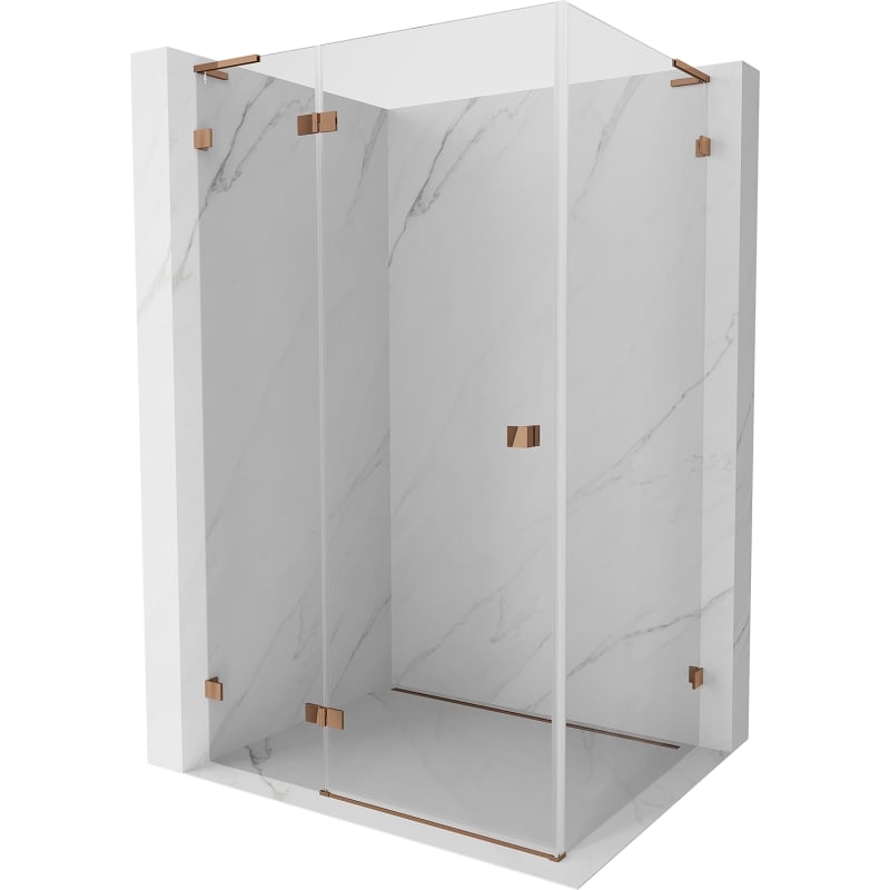 Mexen Lunar L left swing shower cabin 85 x 70 cm, transparent, rose gold - 834L-085-070-60-00-L