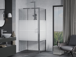 Mexen Apia sliding shower cabin 130 x 100 cm, white stripes, chrome - 840-130-100-01-20