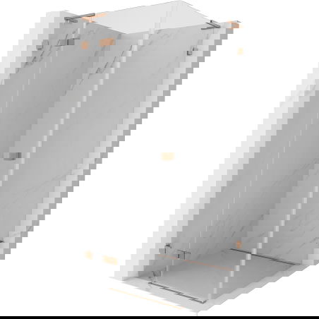 Mexen Lunar L Left-Leaning Shower Enclosure 70 x 70 cm, Transparent, Brushed Copper - 834L-070-070-65-00-L