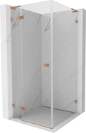 Mexen Lunar L Left-Leaning Shower Enclosure 70 x 70 cm, Transparent, Brushed Copper - 834L-070-070-65-00-L