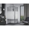 Mexen Apia sliding shower enclosure 140 x 90 cm, white stripes, chrome - 840-140-090-01-20