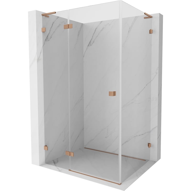 Mexen Lunar L left hinged shower cabin 80 x 70 cm, transparent, brushed copper - 834L-080-070-65-00-L