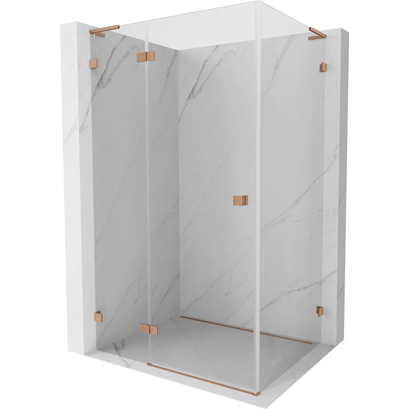 Mexen Lunar L Shower Enclosure Hinged Left 100 x 70 cm, Transparent, Brushed Copper - 834L-100-070-65-00-L