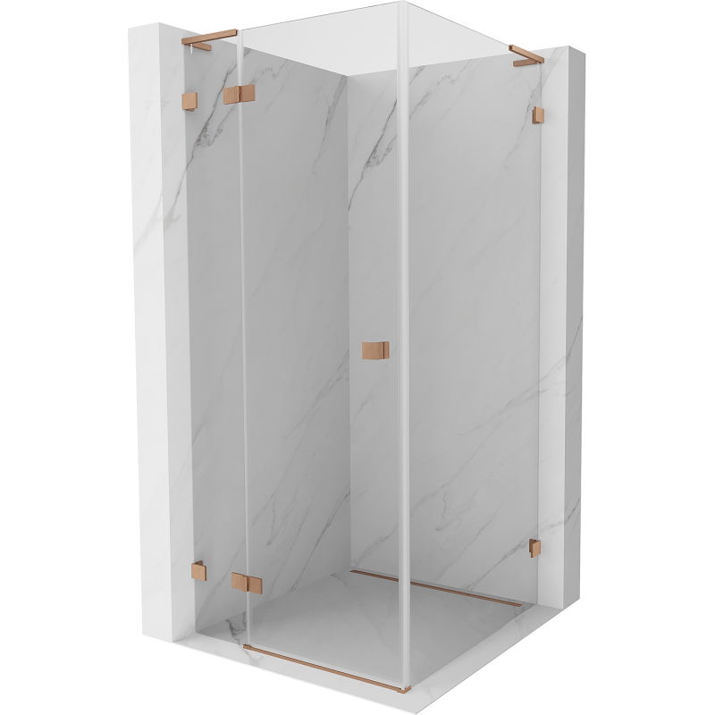 Mexen Lunar L shower enclosure swing left 80 x 80 cm, transparent, brushed copper - 834L-080-080-65-00-L
