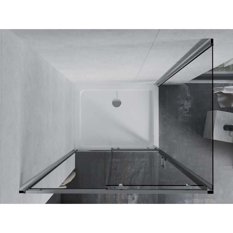 Mexen Apia sliding shower cabin 90 x 100 cm, transparent, chrome + Flat tray - 840-090-100-01-00-4010