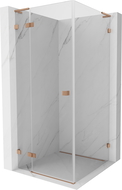 Mexen Lunar L left-hinged shower enclosure 100 x 100 cm, transparent, brushed copper - 834L-100-100-65-00-L