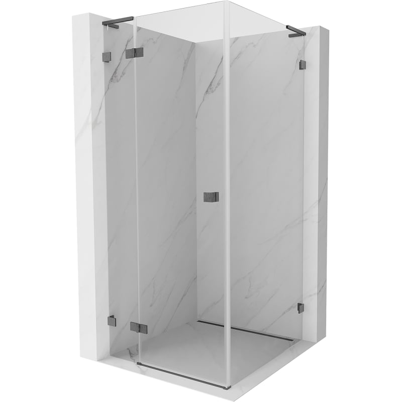 Mexen Lunar L left hinged shower enclosure 70 x 70 cm, transparent, brushed gun gray - 834L-070-070-66-00-L