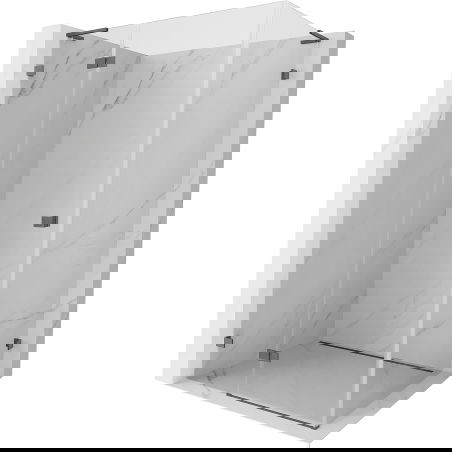 Mexen Lunar L shower enclosure pivot left 75 x 70 cm, transparent, brushed gun gray - 834L-075-070-66-00-L