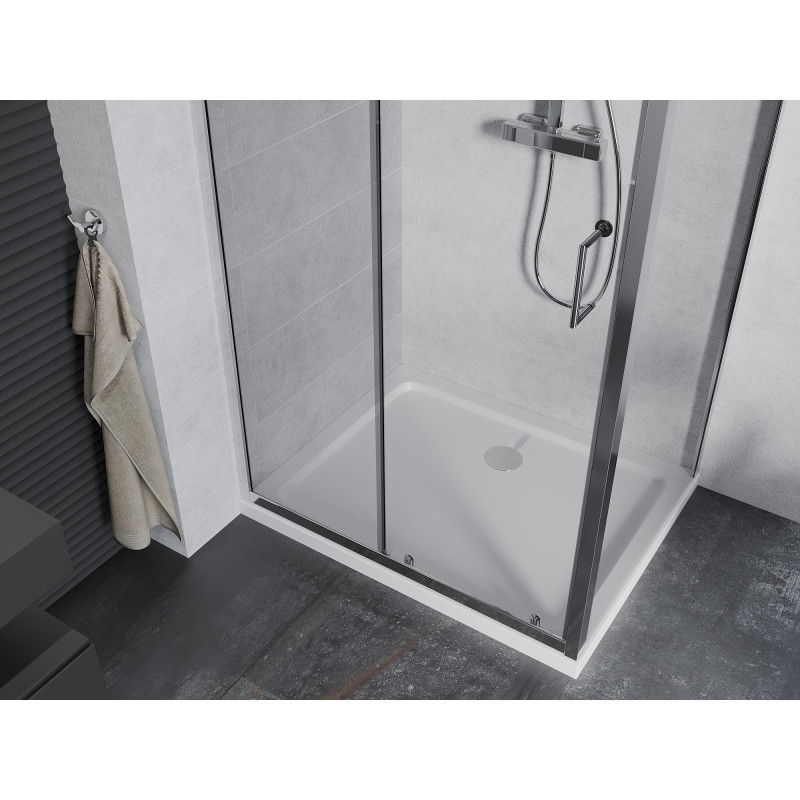 Mexen Apia sliding shower cabin 110 x 80 cm, transparent, chrome + Flat shower tray - 840-110-080-01-00-4010
