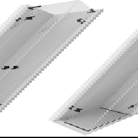 Mexen Lunar L Duo 110 x 110 cm Hinged Shower Enclosure, Transparent, Black - 834L-110L-110P-70-00