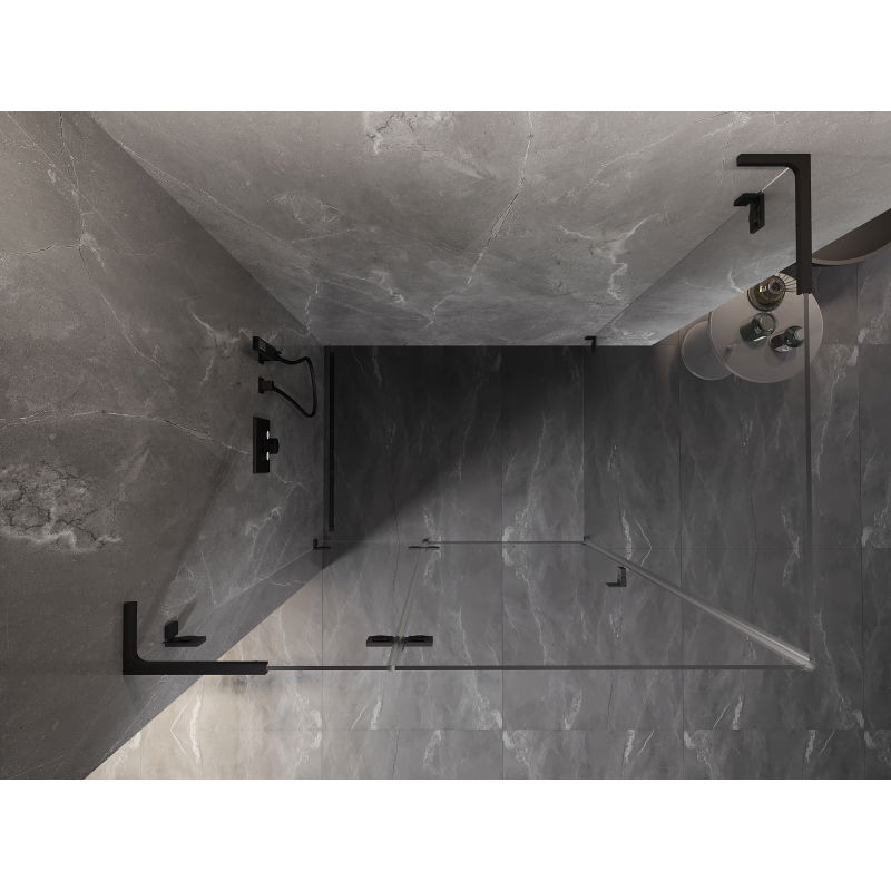 Mexen Lunar L left-side hinged shower enclosure 80 x 70 cm, transparent, black - 834L-080-070-70-00-L