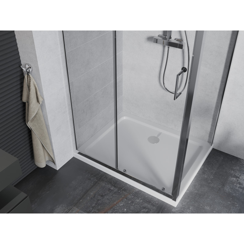 Mexen Apia sliding shower cabin 120 x 100 cm, transparent, chrome + Flat shower tray - 840-120-100-01-00-4010