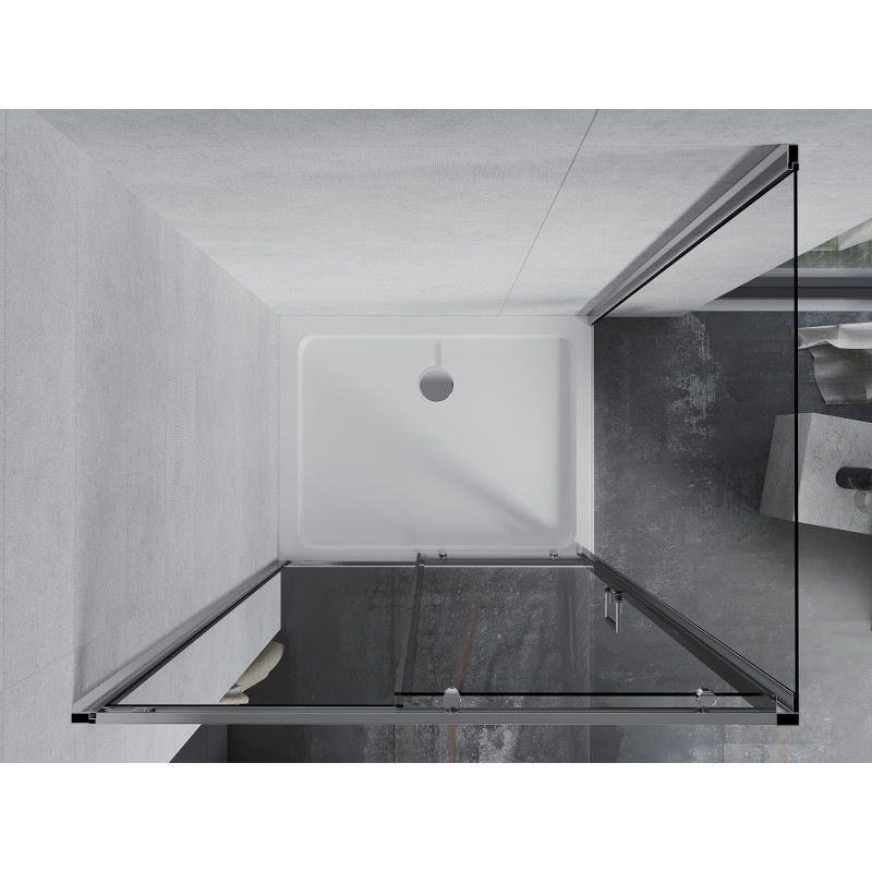 Mexen Apia sliding shower cabin 130 x 100 cm, transparent, chrome + Flat tray - 840-130-100-01-00-4010