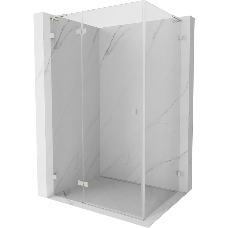 Mexen Lunar L Left Hinged Shower Enclosure 95 x 70 cm, Transparent, Brushed Nickel - 834L-095-070-97-00-L