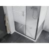 Mexen Apia 90 x 70 cm sliding shower cabin, white stripes, chrome + Flat tray - 840-090-070-01-20-4010