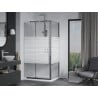 Mexen Apia sliding shower cabin 90 x 80 cm, white stripes, chrome + Flat tray - 840-090-080-01-20-4010