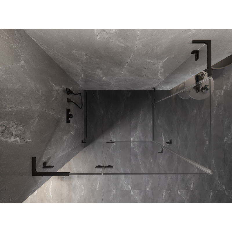 Mexen Lunar L Duo Left Hinged Shower Enclosure 115 x 100 cm, Transparent, Black - 834L-115L-100P-70-00