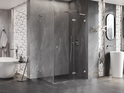 Mexen Lunar L Right Hinged Shower Enclosure 85 x 70 cm, Transparent, Chrome - 834L-085-070-01-00-P