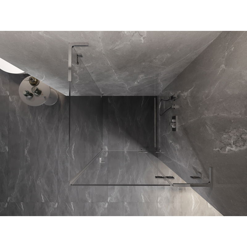 Mexen Lunar L right-hinged shower enclosure 80 x 80 cm, transparent, chrome - 834L-080-080-01-00-P