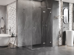 Mexen Lunar L right-hinged shower enclosure 100 x 80 cm, transparent, chrome - 834L-100-080-01-00-P