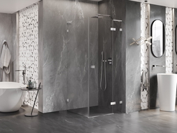 Mexen Lunar L Right Hinged Shower Enclosure 90 x 90 cm, Transparent, Chrome - 834L-090-090-01-00-P